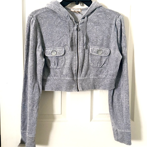 Arizona Jean Company Jackets & Blazers - Arizona Jean Company Light Gray Cropped Hoodie